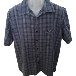 QUIKSILVER Blue Plaid Short Sleeve Collared Shirt Men M Medium